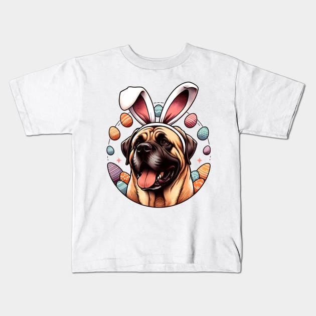 Boerboel Enjoys Easter Festivities with Bunny Ears Kids T-Shirt by ArtRUs